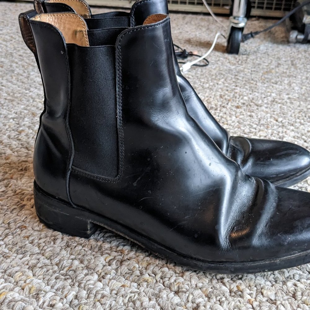Black leather boots